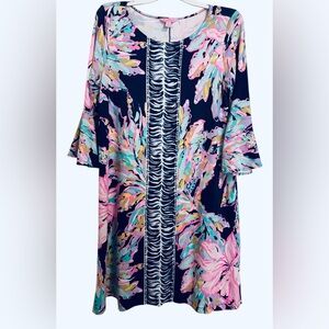 Lilly Pulitzer Ophelia Swing Dress Bright Navy Al Fresco Women’s Size Large